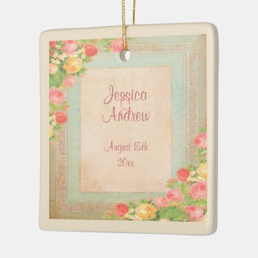 エレガントヴィンテージ結婚バラ セラミックオーナメント (左)