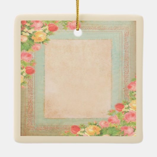 エレガントヴィンテージ結婚バラ セラミックオーナメント (裏面)