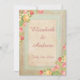 エレガントヴィンテージ結婚バラ 招待状