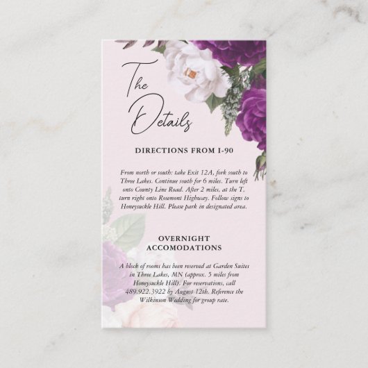 エレガントヴィンテージ結婚フローラの詳細情報カード 名刺 (正面)