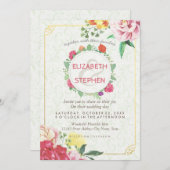 エレガントヴィンテージ結婚フローラブライダルシャワー 招待状 (正面/裏面)