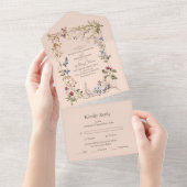 エレガントヴィンテージ結婚フローラ オールインワン招待状 (貼ってはがせる)