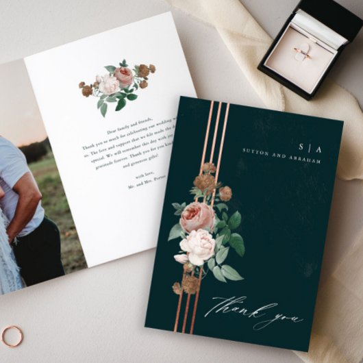 エレガントヴィンテージ結婚フローラ サンキューカード