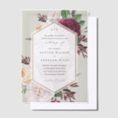 エレガントヴィンテージ結婚フローラ ベラム紙招待状 (オフセット)