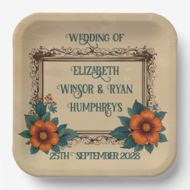 エレガントヴィンテージ結婚フローラ ペーパープレート