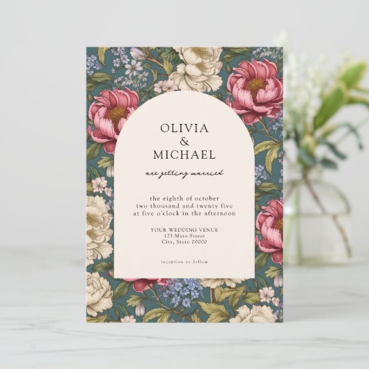 エレガントヴィンテージ結婚フローラ 招待状 (スタンド正面)