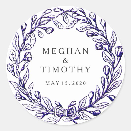 エレガントヴィンテージ結婚リース封筒用シール ラウンドシール (正面)