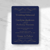 エレガントヴィンテージ結婚金ゴールドのリハーサル 招待状