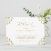 エレガントヴィンテージ結婚金ゴールドのリハーサル 招待状 (スタンド正面)