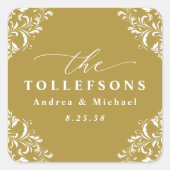 エレガントヴィンテージ結婚金ゴールドクラシック スクエアシール (正面)