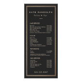 エレガントヴィンテージ縁どのブラックプライス・リスト・メニュー ラックカード (正面)