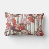 エレガントヴィンテージ花アンティークチクストライプク ランバークッション (正面)