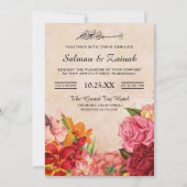 エレガントヴィンテージ花イスラム結婚教徒 招待状 (正面)