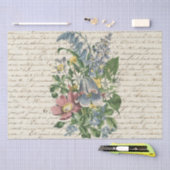 エレガントヴィンテージ花手書きスクリプト 薄葉紙 (クラフト)