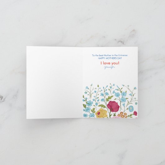 エレガントヴィンテージ花最高の母さん幸せな母の日 カード (内部)
