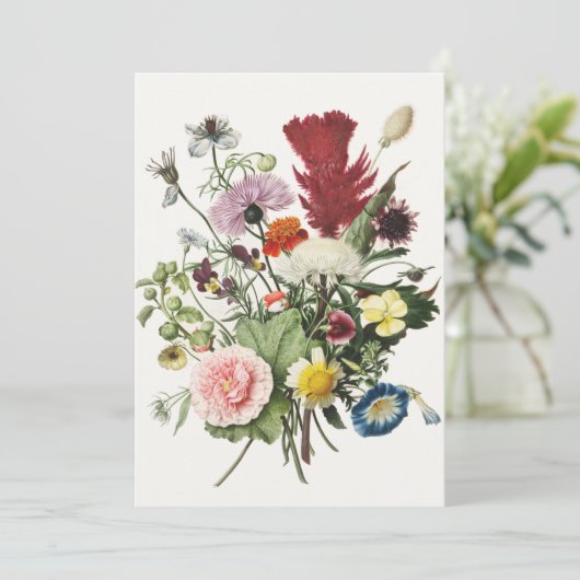 エレガントヴィンテージ花空白のグリーティングカード サンキューカード (スタンド正面)