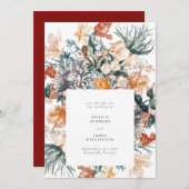 エレガントヴィンテージ花絵画の結婚花 セーブザデート (正面/裏面)