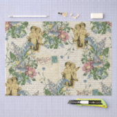 エレガントヴィンテージ花Cherubs古いスクリプト 薄葉紙 (クラフト)