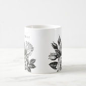 エレガントヴィンテージ茶バラ |白黒 コーヒーマグカップ (中央)