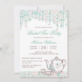 エレガントヴィンテージ茶パーティー |フローラブライダルシャワー 招待状 (正面)