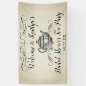 エレガントヴィンテージ茶パーティー |ブライダルシャワーへようこそ 横断幕 (縦)