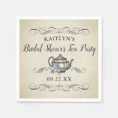 エレガントヴィンテージ茶パーティー |ブライダルシャワー スタンダードカクテルナプキン (正面)