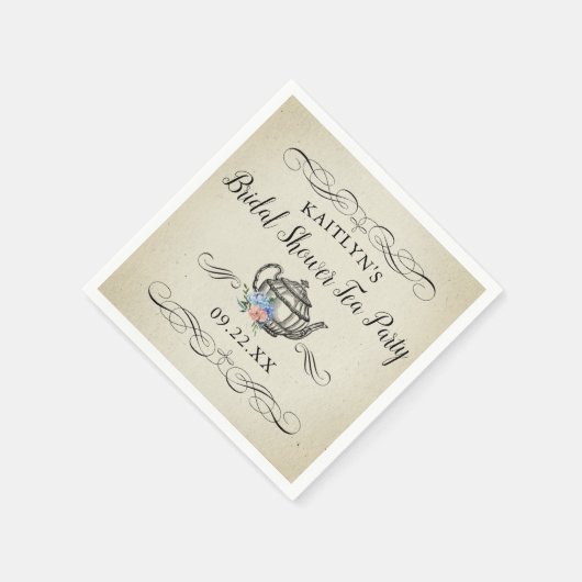 エレガントヴィンテージ茶パーティー |ブライダルシャワー スタンダードカクテルナプキン (角)