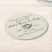 エレガントヴィンテージ茶パーティー |ブライダルシャワー ラウンドペーパーコースター (アングル)