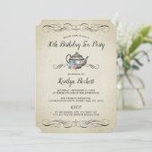 エレガントヴィンテージ茶パーティー |誕生日パーティー 招待状 (スタンド正面)