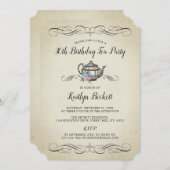 エレガントヴィンテージ茶パーティー |誕生日パーティー 招待状 (正面/裏面)