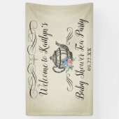 エレガントヴィンテージ茶パーティー |赤ちゃんシャワーへようこそ 横断幕 (縦)
