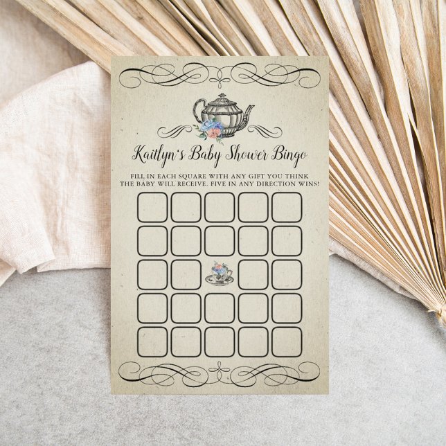 エレガントヴィンテージ茶パーティー |赤ちゃんシャワービンゴ (クリエイターアップロード済み)