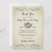 エレガントヴィンテージ茶パーティー |赤ちゃんシャワー サンキューカード (正面)