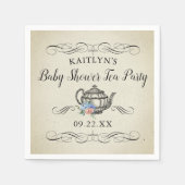 エレガントヴィンテージ茶パーティー |赤ちゃんシャワー スタンダードカクテルナプキン (正面)