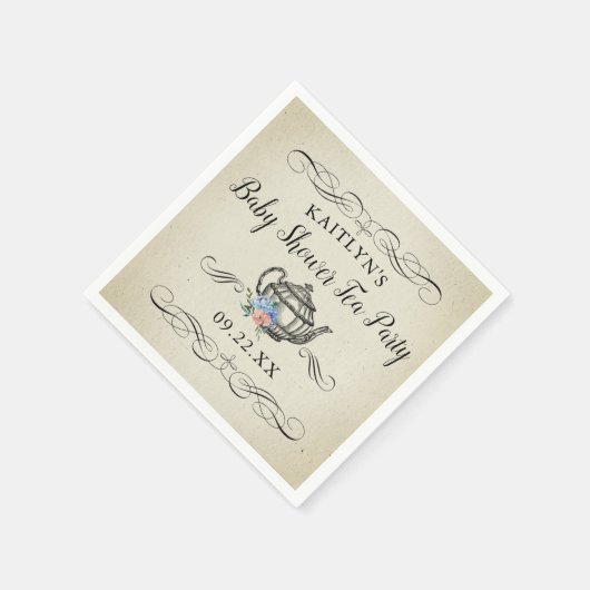 エレガントヴィンテージ茶パーティー |赤ちゃんシャワー スタンダードカクテルナプキン (角)