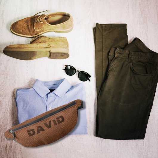 エレガントヴィンテージ茶フェイク皮革パーソナライズされた ファニーパック