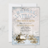 エレガントヴィンテージ茶ポット | Cupsブライダルティーシャワー 招待状 (正面)