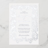 エレガントヴィンテージ華美ホワイトグレーシルバー 箔招待状 (正面)