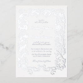 エレガントヴィンテージ華美ホワイトグレーシルバー 箔招待状