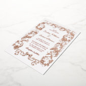 エレガントヴィンテージ華美ホワイトローズ金ゴールド 箔招待状 (回転した状態)