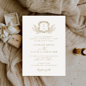 エレガントヴィンテージ葉冠結婚モノグラム 招待状