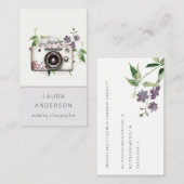 エレガントヴィンテージ薄紫フローラカメラ撮影 名刺 (正面/裏面)