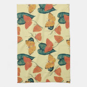 エレガントヴィンテージ蝶と葉の模様 | キッチンタオル (縦)