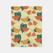 エレガントヴィンテージ蝶と葉の模様 | フリースブランケット (正面)