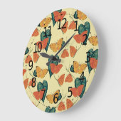 エレガントヴィンテージ蝶と葉の模様 | ラージ壁時計 (傾斜)