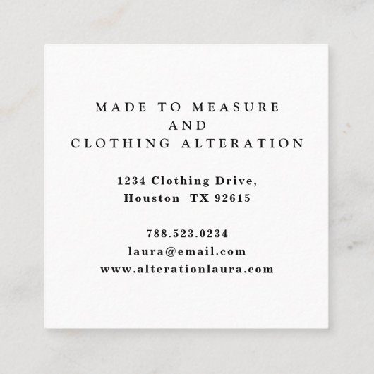 エレガントヴィンテージ裁縫機赤バラ花 スクエア名刺 (裏面)