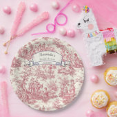 エレガントヴィンテージ赤いトワールデジュイミモノグラム ペーパープレート (パーティー)