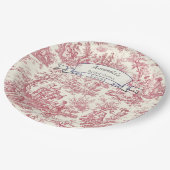 エレガントヴィンテージ赤いトワールデジュイミモノグラム ペーパープレート (アングル)