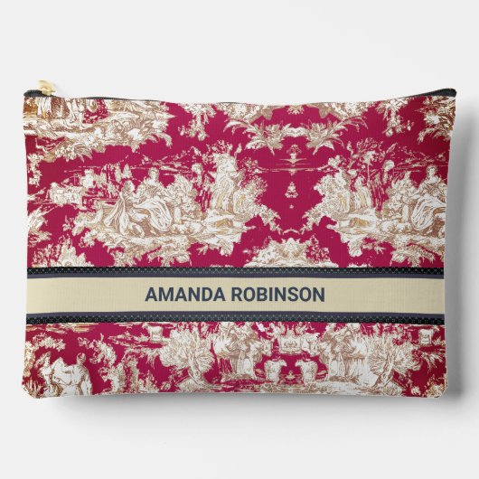エレガントヴィンテージ赤い湖トイレデジュイミモノグラム アクセサリーポーチ (正面)