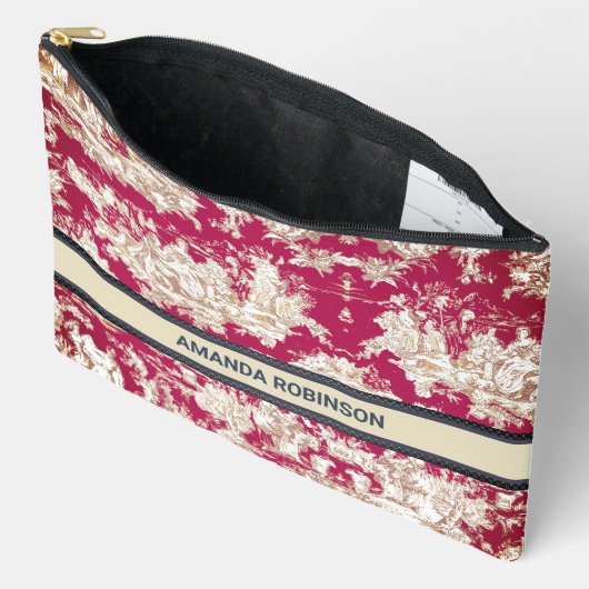 エレガントヴィンテージ赤い湖トイレデジュイミモノグラム アクセサリーポーチ (見開き)